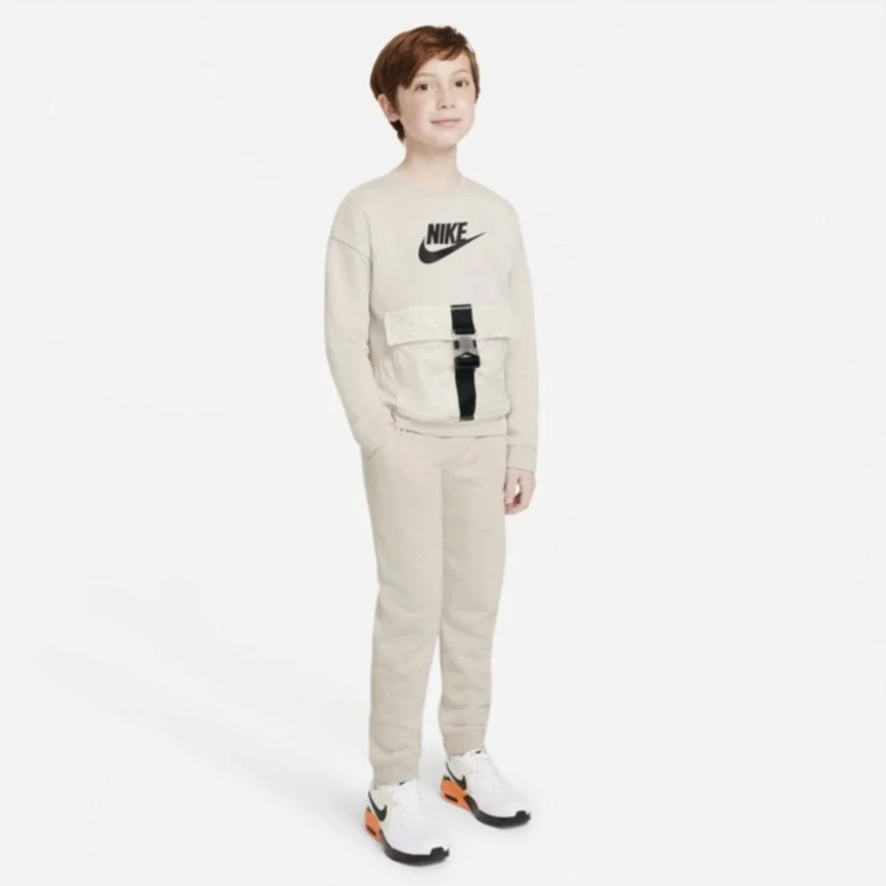 Nike Sweatshirt Kids Large Desert Sand Long Sleeve Crew Neck Pullover GBO156